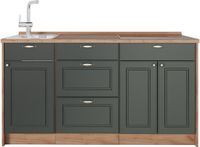Vicco Keukenblok Fame-Line, Groen-Goud Landhuis, 150 cm, WB Eik