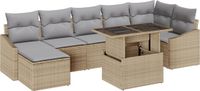 vidaXL Tuinbank Set 8-delig Beige en Lichtgrijs
