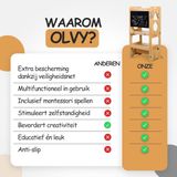 Merkloos / Sans marque Olvy Kids Montessori Learning Tower - Vouwbare Kinderkeukentoren - Houten Stapstoel - 3-in-1 Speelgoed voor Kinderen - Veilig en Ruimtebesparend