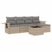 vidaXL 6-delige Loungeset met Kussens, Beige, Poly Rattan