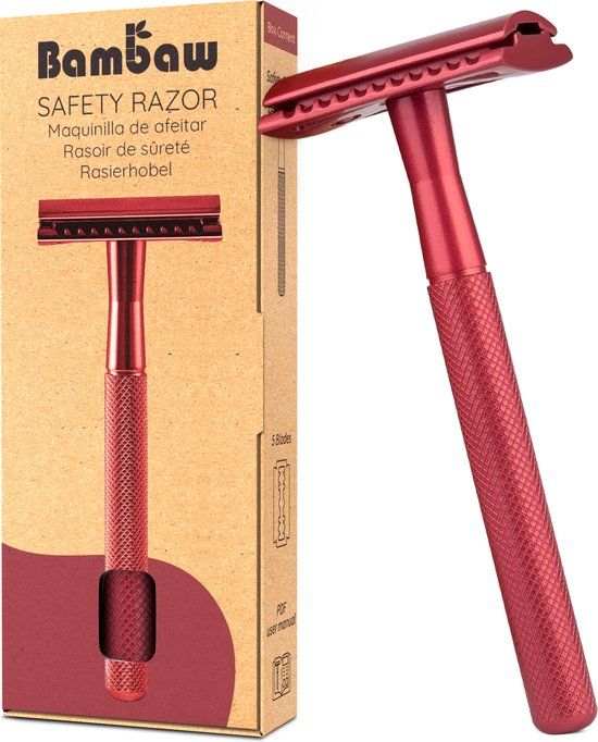 Bambaw Metalen Veiligheidsscheermes - Rood - Double Edge - Unisex