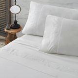 Burrito Blanco Geborduurde katoenen lakens voor bed van 160 cm (+ afmetingen beschikbaar) | Witte percal katoenen lakens draaddichtheid 200 | Kleur 401 Wit