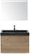 BES LED Dante Badmeubelset 80 cm - Natuur Eiken - Wastafel Hardsteen Wit Lucca met Sence Spiegel