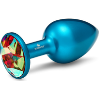 Rosebuds™ Verzwaarde Metalen Buttplug Alu Blauw Kristal M