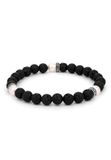 KUZZOI - Armband Heren Cirkel Lava Zwart Synthetische Parels 925 Sterling Zilver 21 cm
