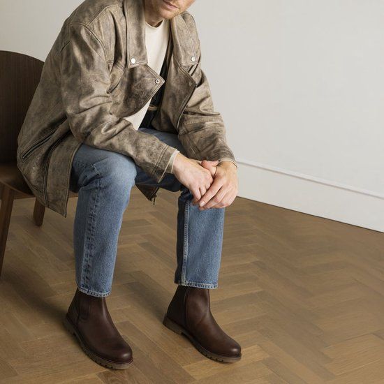 No Stress Heren Bruine Leren Chelsea Boots Maat 46