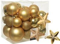 Kaemingk B.V. Boules de Noël et ornements étoiles - set 32x pièces - plastique - doré - 8 cm de diamètre