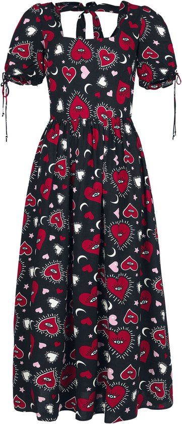 Hell Bunny Kate Heart Dames Maxi-jurk - zwart/rood - S