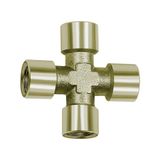 Riegler Kruisstuk, 4 x binnen, G 1/2, SW 21, werkdruk max. 60 bar, bedrijfstemperatuur max. 150 °C, messing vernikkeld