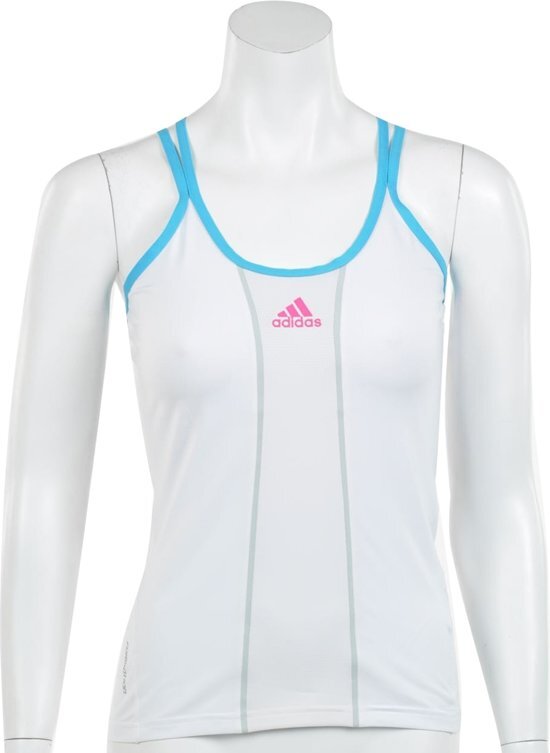 Adidas Women s Barricade Top - Sporttop - Dames - Maat 42 - Wit;Intens Blauw;Intens Roze