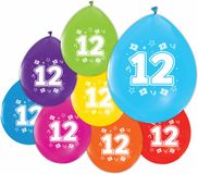 Globos Ballonnen 12 jaar verjaardag, 8 stuks, mix
