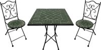 AXI Camilla 3-delige Mozaïek Bistroset Donkergroen – Metalen frame met keramische tegel – Balkonset 2 stoelen en tafel