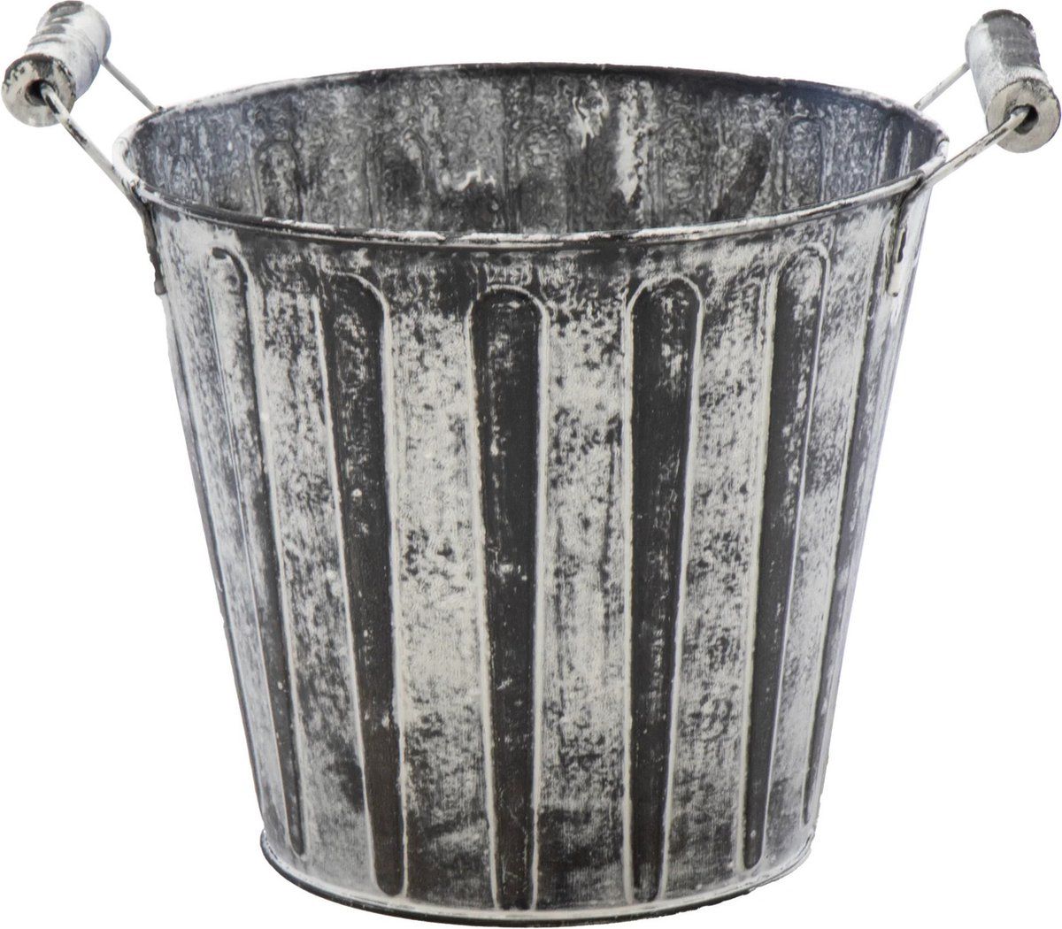 Mega Collections Plantenpot/bloempot/emmer - zink - antraciet/grijs - D17 x H15 cm