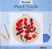 Figured'Art Punch Needle Kit - Kleurrijke Takken op Beige Achtergrond - 20x20 cm