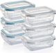 Récipients de stockage alimentaire en verre avec couvercle – Récipients hermétiques pour la préparation de repas, adaptés au micro-ondes, au four, au congélateur et au lave-vaisselle – Durables et transparents