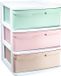 PLASTICFORTE Ladeblokje/bureau organizer met 3 lades - Multi pastel - Kunststof - L39 x B40 x H49.5 cm
