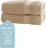 HUSH Serviette d'invité - Set de 2 - 33x50 cm - 100% Coton - 500g/m2 - Sable