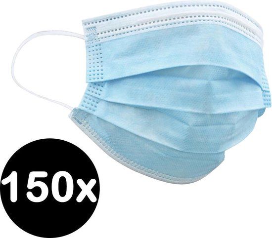Wegwerp Mondkapjes - Niet Medisch - Blauw - 150 stuks