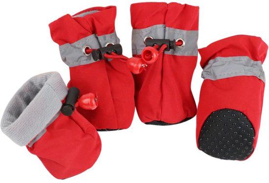 Hondenschoenen - Rood - Maat S - Waterbestendig - 4 stuks