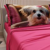 PETTI Artigiani Italiani - Beddengoed dieren met honden van katoen met kussenslopen in digitale print, beddengoed voor tweepersoonsbed, fuchsia, 100% Made in Italy