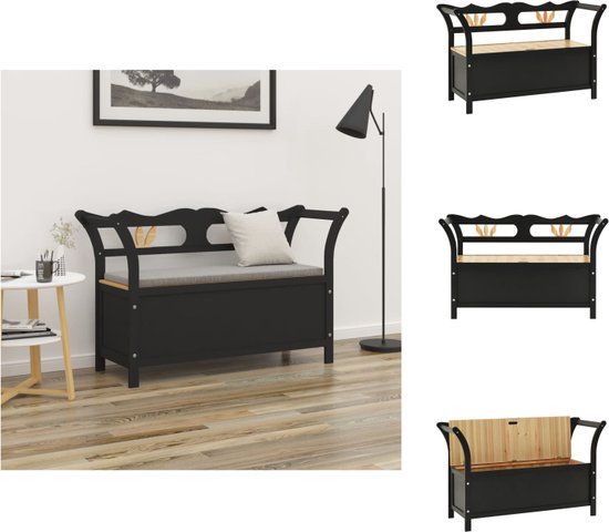 vidaXL Bankje - 107x45x75,5 cm - Massief Vurenhout - Zwart