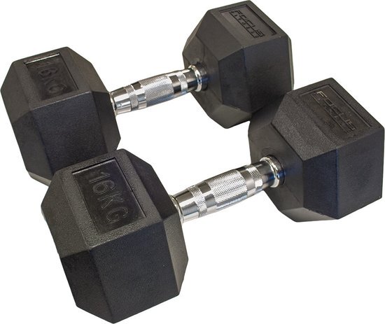 Focus Fitness Hexa Dumbbells - 2 x 16 kg - losse gewichten