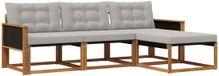 vidaXL - Bank loungeset - 4 zitplekken - Naturel en lichtgrijs - Acacia hout