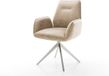 DELIFE Chaise de salle à manger Zoa-Flex cadre croisé acier inoxydable microvelours beige vintage pivotant à 360° fonction bascule noyau à ressorts ensachés