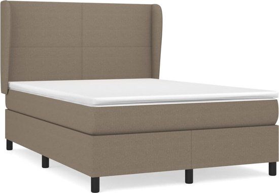vidaXL Boxspring met matras stof taupe 140x190 cm