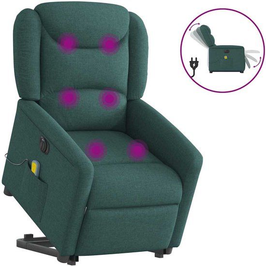 vidaXL Sta-op-massagestoel elektrisch verstelbaar stof donkergroen