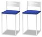 Chaises de cuisine avec dossier, set de 2, similicuir, bleu, 35x35x64 cm