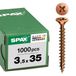 SPAX Universele schroef, 3,5 x 35 mm, 1000 stuks, Voldraad, Verzonken kop, Kruiskop Z2, 4CUT, Gebruineerd