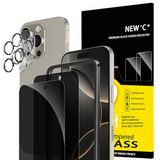 NEW'C 2 x Privacy Screen Protector voor iPhone 16 Pro (6,3 inch) en 2 x Camera Lens Protector