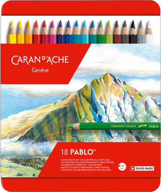 Caran d'Ache Kleurpotloden Pablo assorti blik à 18stuks