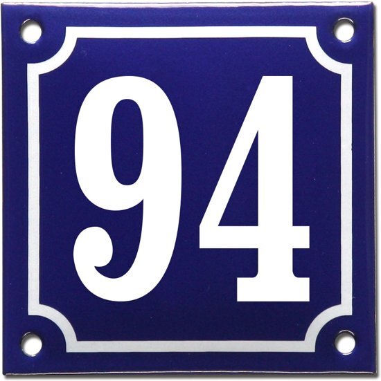 EmailleDesignÂ® Emaille huisnummer blauw/wit nr. 94