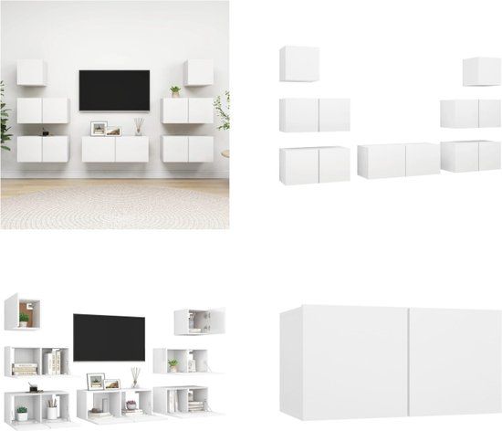 vidaXL 7-delige Tv-meubelset, wit, hout