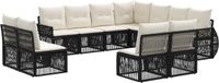 vidaXL Tuinbank Set 11-delig Zwart en Crèmewit Polyrattan
