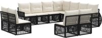 vidaXL Banc de jardin 11 pièces Noir et Crème Blanc polyrotin
