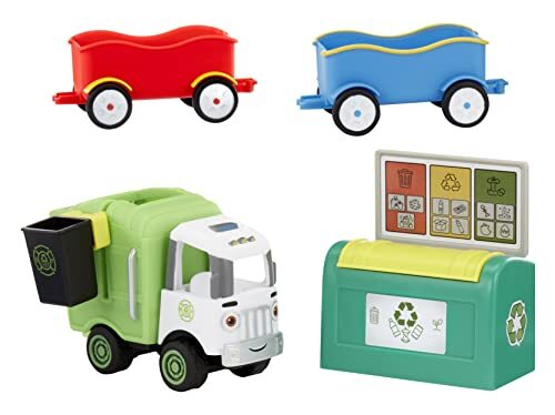 little tikes Let's Go Cozy Coupe-vuilniswagenspeelset met duw- en speelvoertuig voor autoplezier op de vloer of tafel - Voor peuters, jongens en meisjes vanaf 3 jr