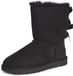UGG Bailey Bow II Dames Klassieke Laarzen Zwart Leer Wol Maat 36