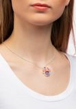 Gresham Disney Minnie Silver Plated Brass with Red enamel Bow February Birthstone Floating Stone Necklace