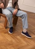 Manfield Blauwe suède sneakers Heren Maat 41