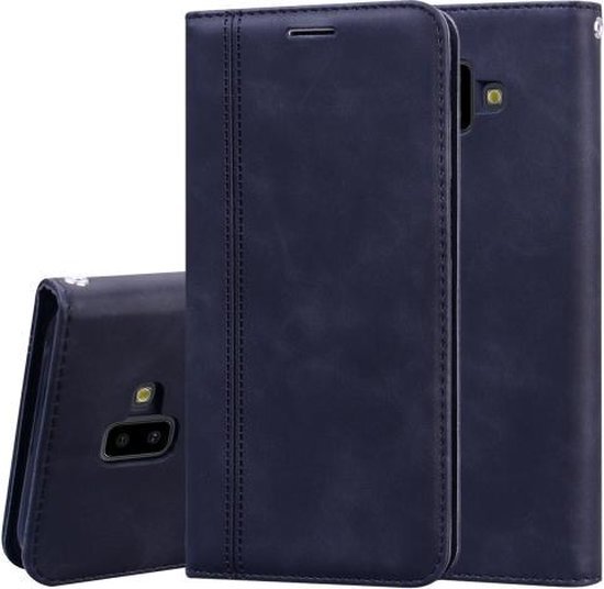 Voor Samsung Galaxy J6 Plus (2018) Frosted Business Magnetische Horizontale Flip PU lederen tas met houder &amp; kaartsleuf &amp; lanyard (zwart)