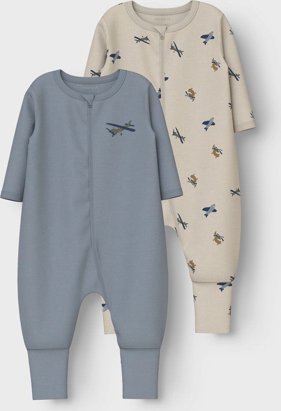 Name it Pyjama 2-pack Lange mouw Mannen Peyote 1 Printopdruk 51% Biologisch katoen, 49% Katoen Maat 98