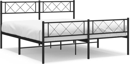 vidaXL Bedframe met hoofd- en voeteneinde Metaal Zwart 140x200 cm