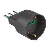 Ekon Adapter voor Italiaans-Duitse stekker, Italiaanse stekker 10 A, Italiaans-Duits stopcontact 16 A, Made in Italy, zwart