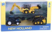 NEWRAY - Miniatuurset New Holland – Tractor T8, mini-oplader L230 en graafmachine B110C