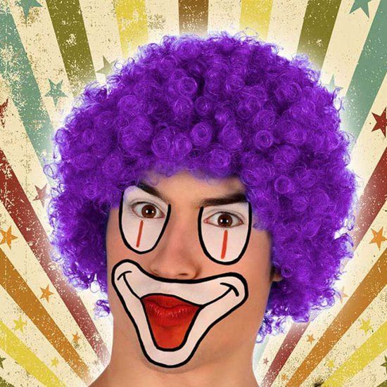 Atosa Krulhaar pruik Clown Geel