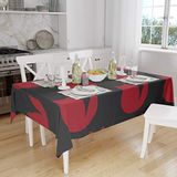 Bonamaison Tafelkleed, Anti-Mold, Sneldrogend, Waterdicht, 100% Polyester Tafellaken, rood Zwart, 140 x 160 Cm