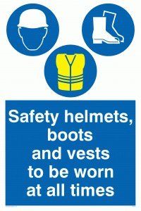 Viking Signs Vikingborden MC516-A4P-V "Veiligheidshelmen, laarzen en vesten om te dragen op alle tijden" bord, Vinyl, 300 mm H x 200 mm W